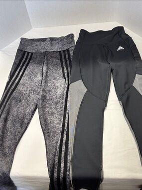 adidas Black and Gray Athletic Leggings Duo